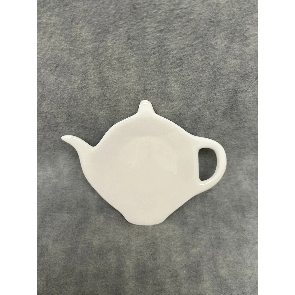 Teabag Rest Holder Dish Teapot Shape Ceramic White‎ Precitime